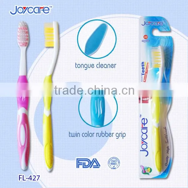 Personalized adults toothbrush with tongue cleaner