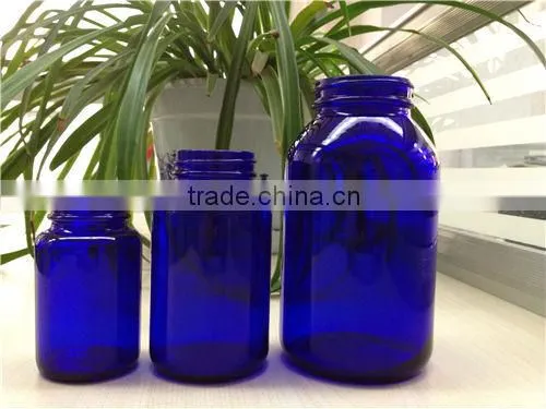 Cobalt blue and green color glass bottles series
