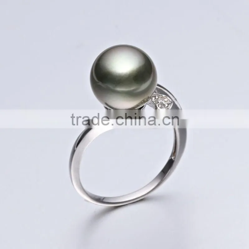Wholesale cheap promotional 925 woman black pearl ring