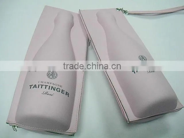 GC----Produce Dongguan Pink leather EVA beer bottle case/bag