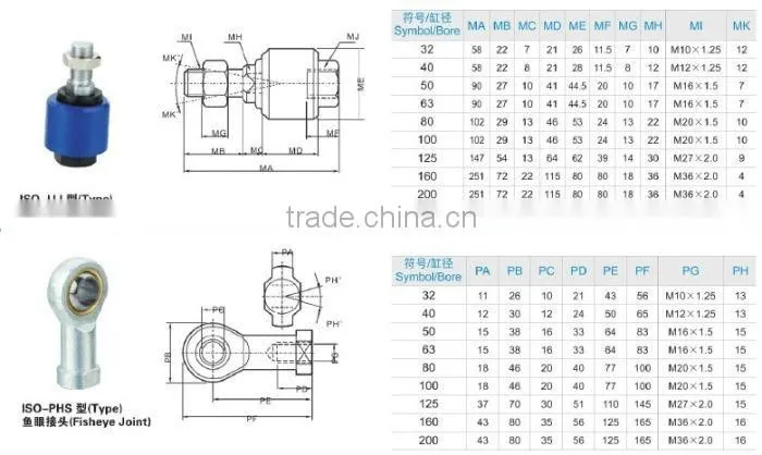 Pneumatic Single Earring ISO6431 Standard Air Cylinder Accessory