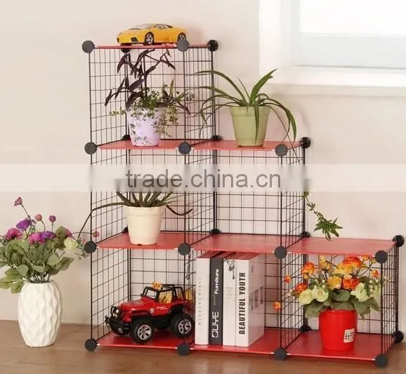 flower shelf rack,cube small bookshelf,beautiful iron wire grid shelves