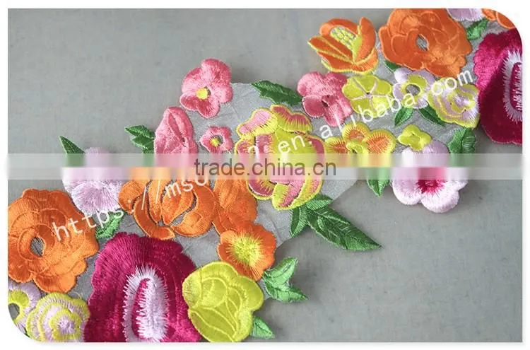 Newest design beautiful flower embroidery organza lace with organza