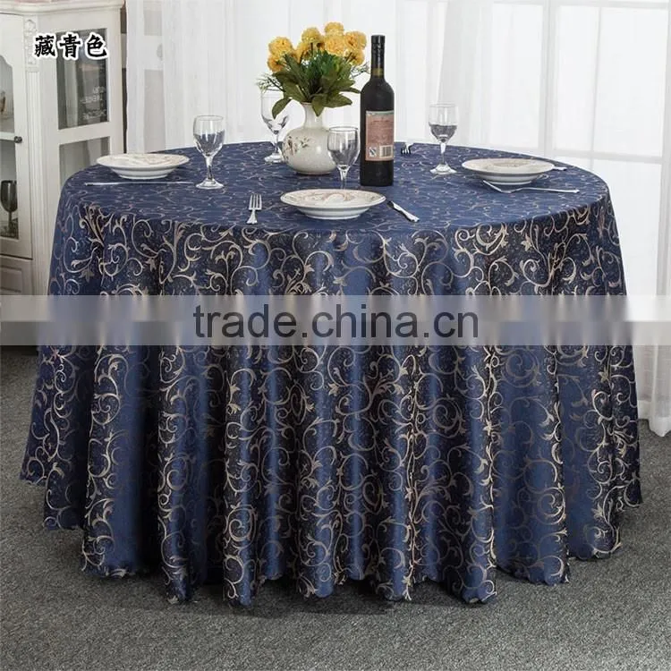 Hotel and restaurant use royal blue printing 132 round table cloth wholesale