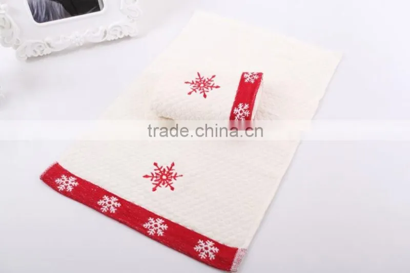 cotton embroidery snowflake bath towel set