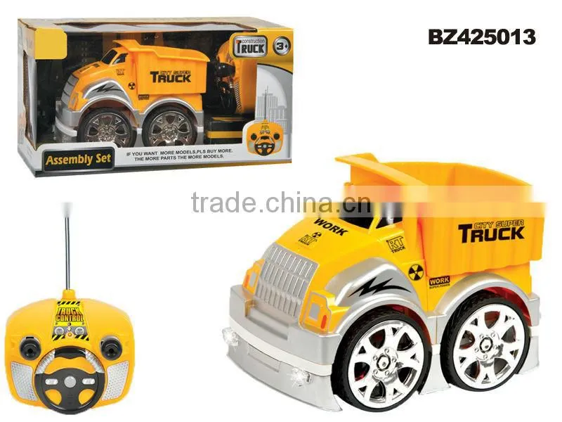 2 channels self assemble toys remote control dump truck