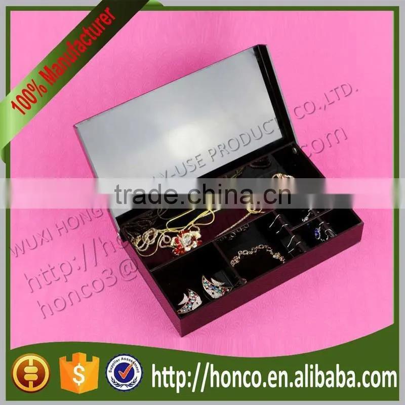 Made in China Black Colour 7 Bins Acrylic Jewelry Box Jewel Case