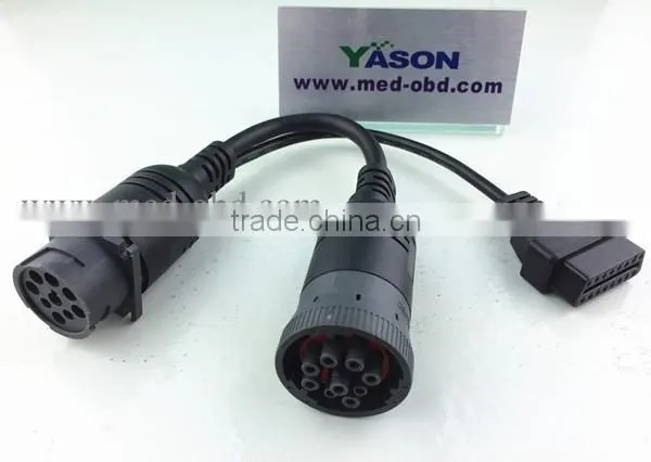 Deutsch J1939 Male Connector to J1939 Female Connector and OBD2 Female Y Cable