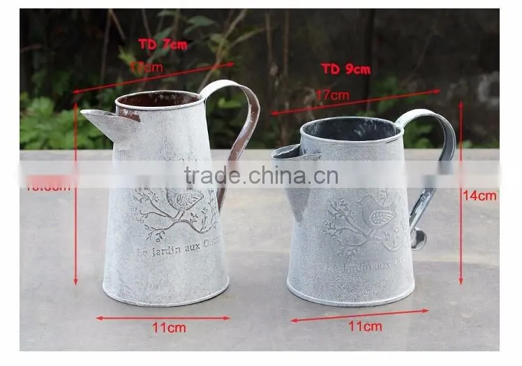 china cheap custom printed antique indoor decoration metal flower pots with birds printing for livingroom