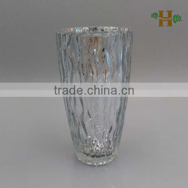 Chinese Manufacturing Silver Sprayed Art Glass Vase