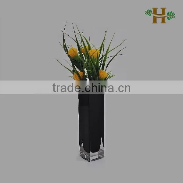 Handmade Colored Square Glass Vase For Decoration, table use glassware