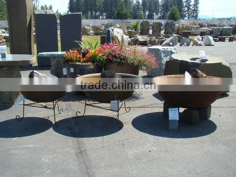 Rustic fire pit / garden fireplace / square fire bowl with base