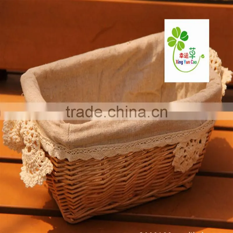 white square wicker basket with liner