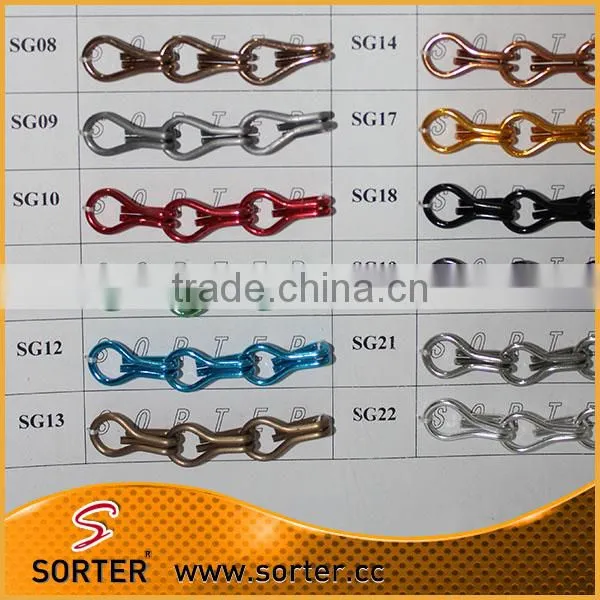 Functional 100% Anodized Colored Aluminum Double Hook Link Chain