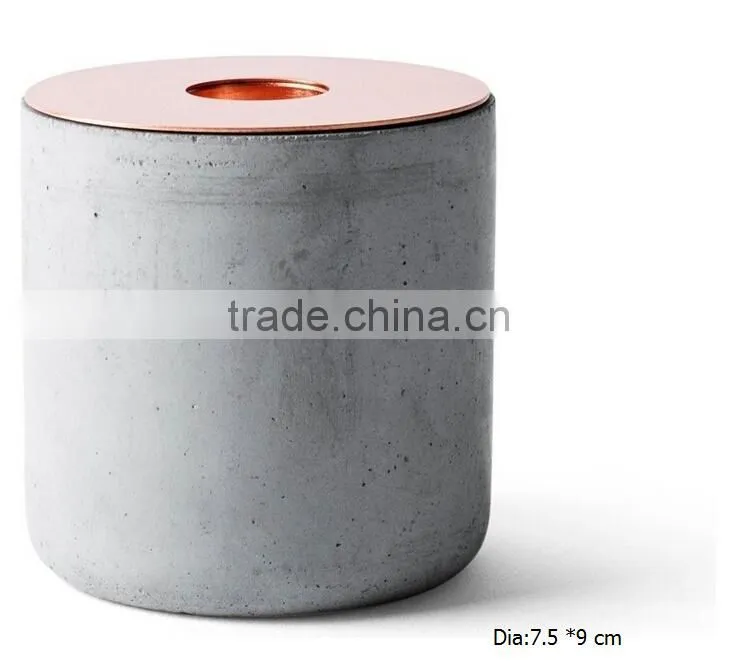 Concrete Terrazzo Candle Cup With Black Metal Lid