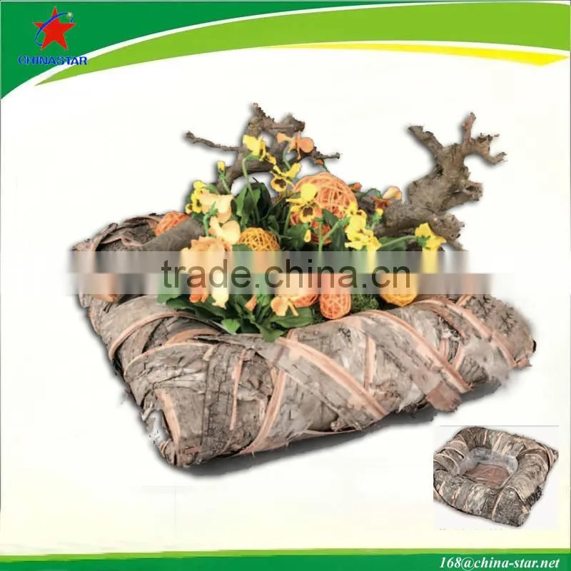 birch bark cemetery flower pot