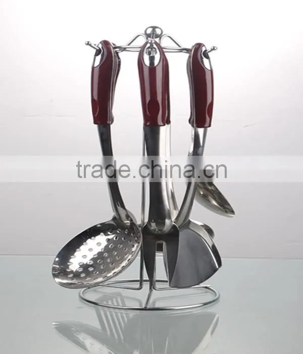 7pcs Stainless steel cookware set,S/S kitchenware set,Cooking spatula-spoon-meat fork-rack set