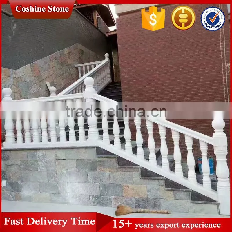Private villa balcony and stair decorative natural white marble railing