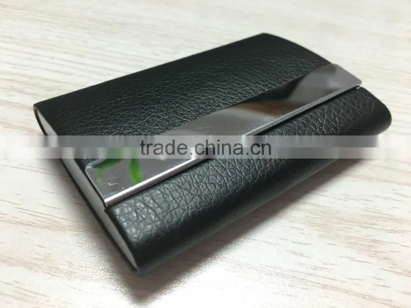 Double side PU leather&Metal business card holder /name card holder
