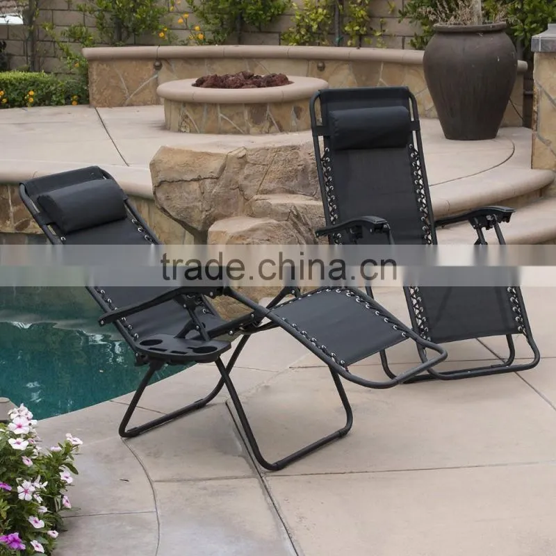Utility Tray Lounge Black Pool Zero Gravity Chairs with Cup Holder