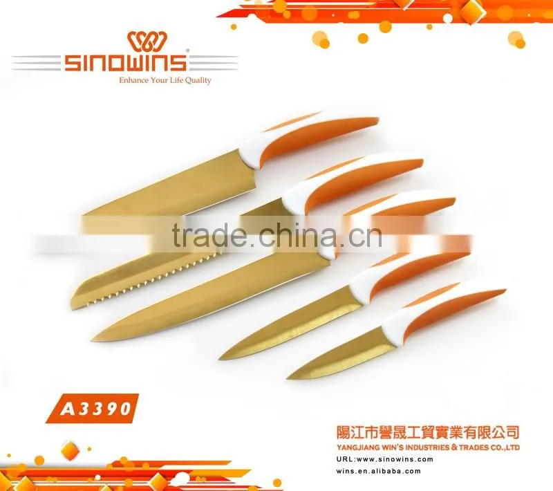 A3395-b Special Design Air-flow Dots Stamped 5pcs Stainless Steel Knife Set