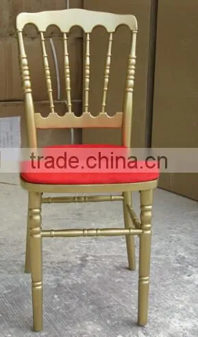 Wholesales golden Wedding Wood napoleon chair with velvet fabric cushions
