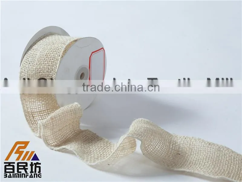 creative ideas wired burlap jute craft ribbon 3'' *10Y white color