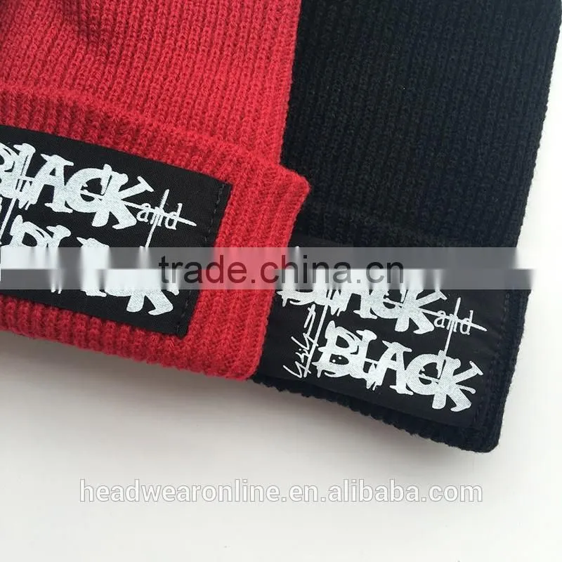 Top Quality Label Patch Beanies Winter Ski Kintted Cap