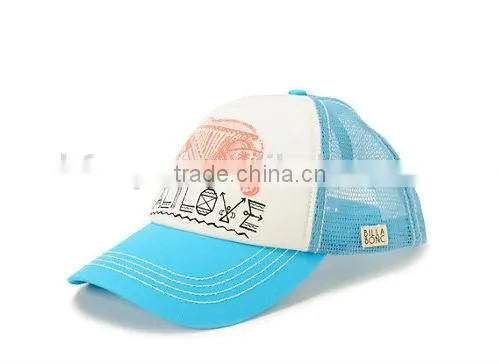 Cheap Promotion Mesh Trucker Cap Print Flat Brim Trucker Hat Wholesale 5 Panel Custom Trucker Hat