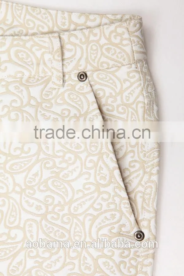 High Quality 100% Cotton Jacquard Fabric Womens New Fashion Trousers