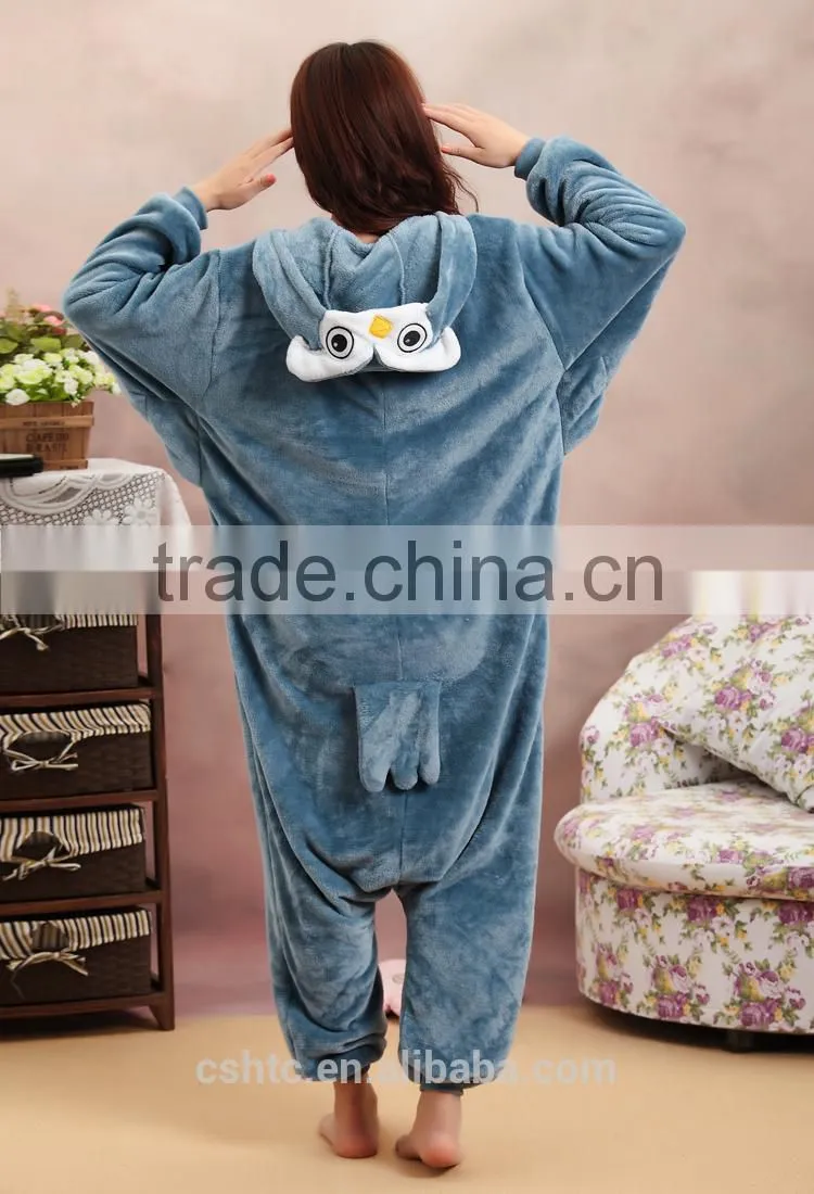 flannel cartoon adult animal jumpsuit animal pajamas jumpsuit owl design