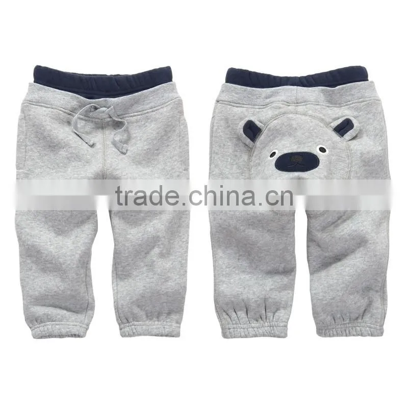 2016 new 100% cotton winter baby girls boys casual pants print thick cartoon hoodie pants plus size