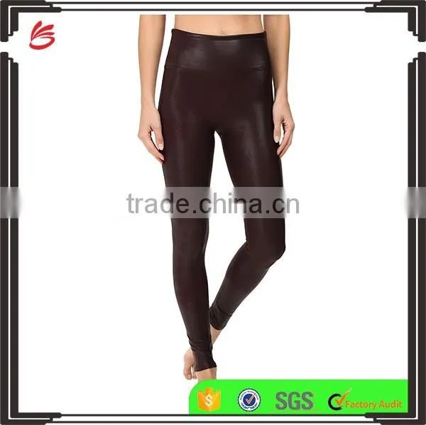 Wholesale fashion 2017 ladies Faux Leather slim fit custom yoga Leggings Sexy Leather stretch Legging