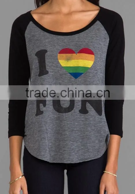 contrast color baseball t-shirt