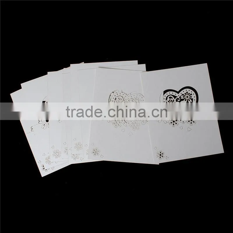 Paper Wedding Party Name Place Cards Heart Hollow Silvery White