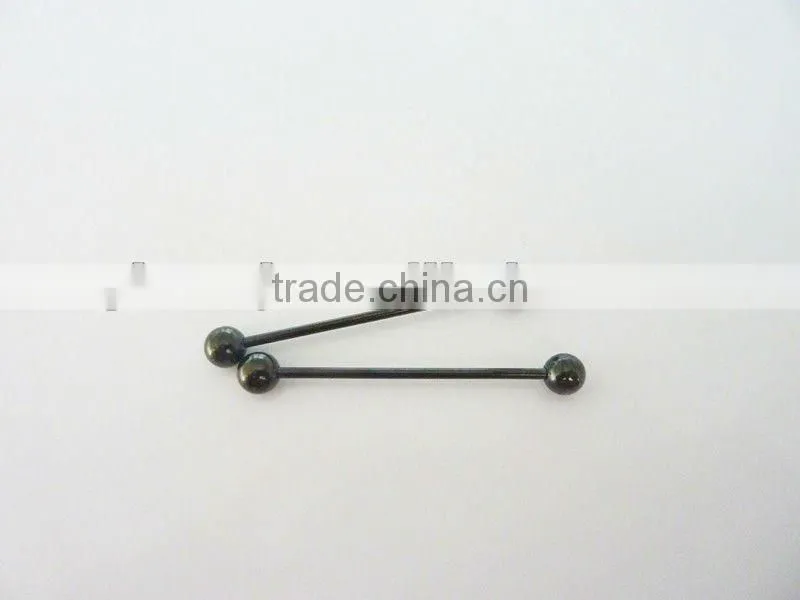 Wholesale New Hot Charm 14G 316L Surgical Stainless Steel plate anodized black piercing industrial barbell tongue ring
