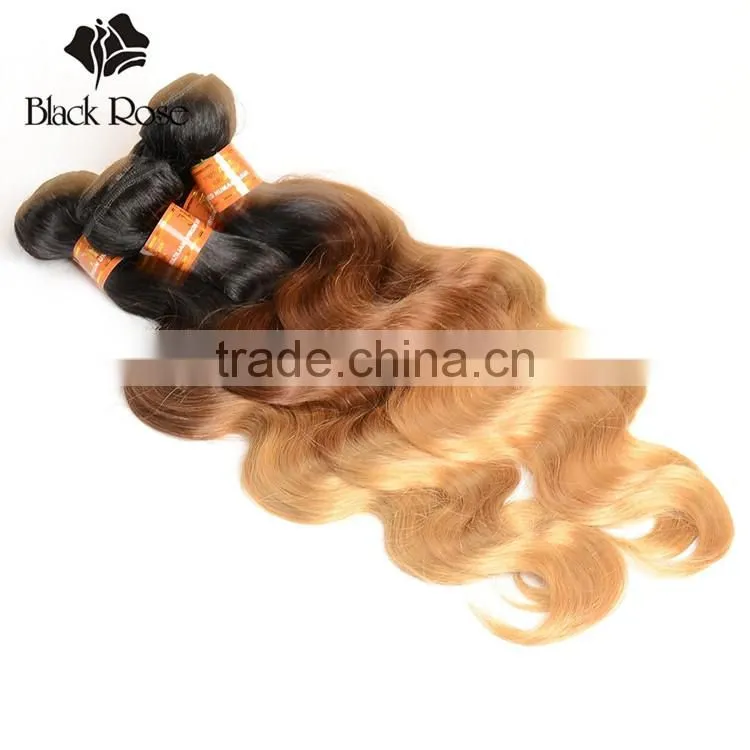 1b/4/27# Body Wave Virgin Brazilian Brown Hair with Blonde Highlights