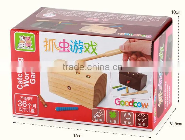 Balance exercise wooden catching worms game gifts educational toys for kids