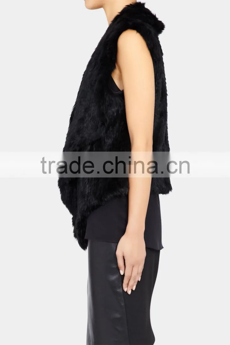 YR827 1*1 knit top quality Fashion design factory quality Ladies rabbit fur gilet