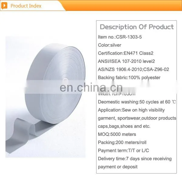 EN20471 high gloss reflective tape for clothing