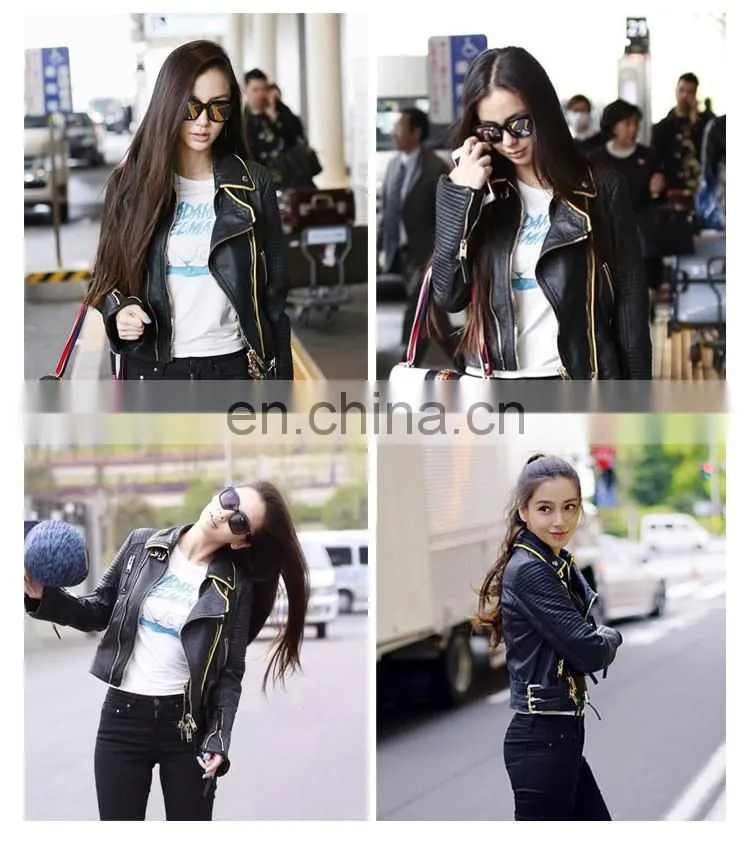 2017 Wholesale Women Real Leather Coat Lady Spring Overcoat