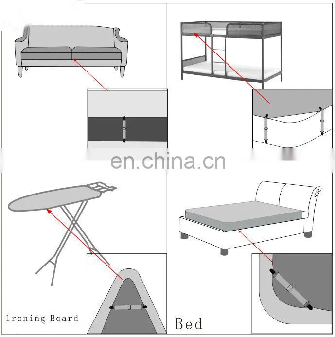Fashion hot sale Set 4 Adjustable Mattress Pad Cover holders Bed Sheet Cover Straps holders