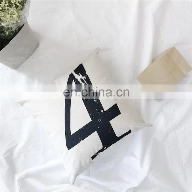 Popular Promotional Number Design Cotton Linen Cushion cover