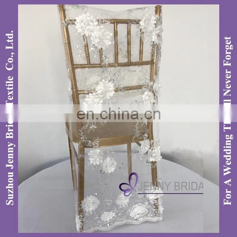 C462A ivory chair cap covers embroidered lace sequin chair cover chair sash