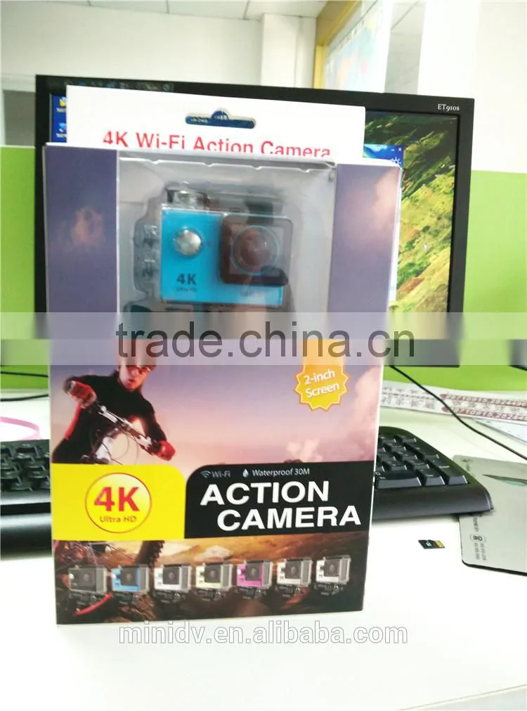 high speed class 10 tf card required 4k sport wifi action camera with 170 degree wide angle lens, record up to 60fps at 1080p