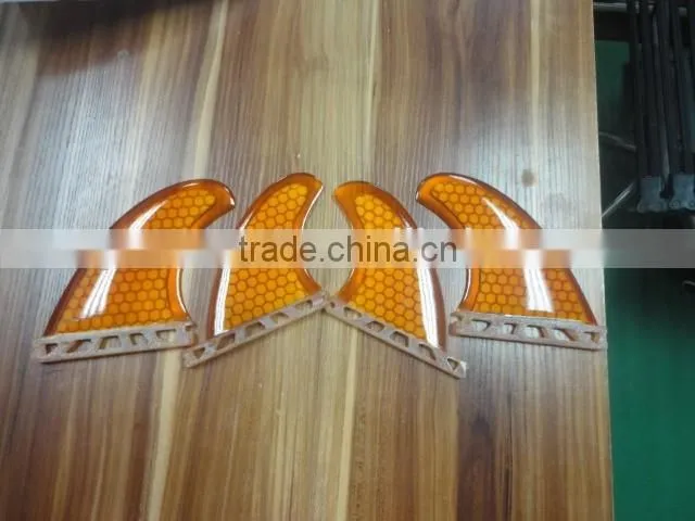 SUP Surfboard Boards Fins Future Fins Honey & Carbon Orange Fins Transparent