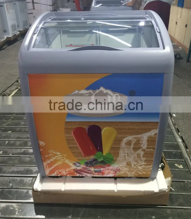 Ice Cream Chest Showcase With Glass Door And ETL Certificate,Curved Glass Door Ice Cream Freezer