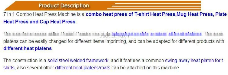 7 in 1 combo heat transfer press heat transfer film printing machine