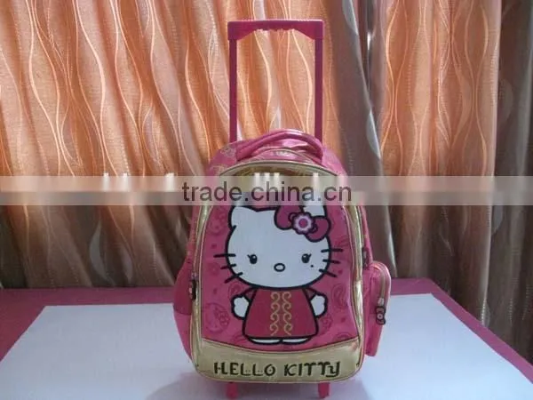 High quality cartoon kids school bags with trolley