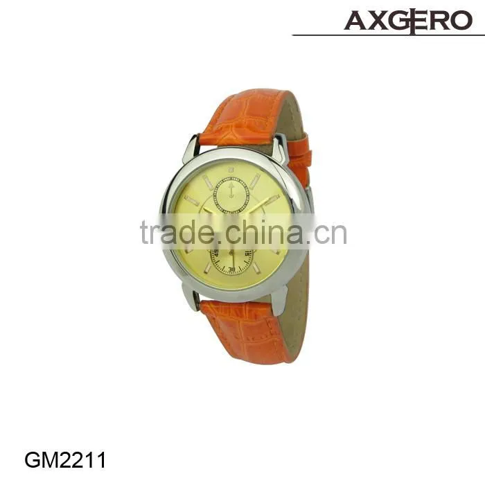 Shenzhen produced watch with leather band alloy case hand watch